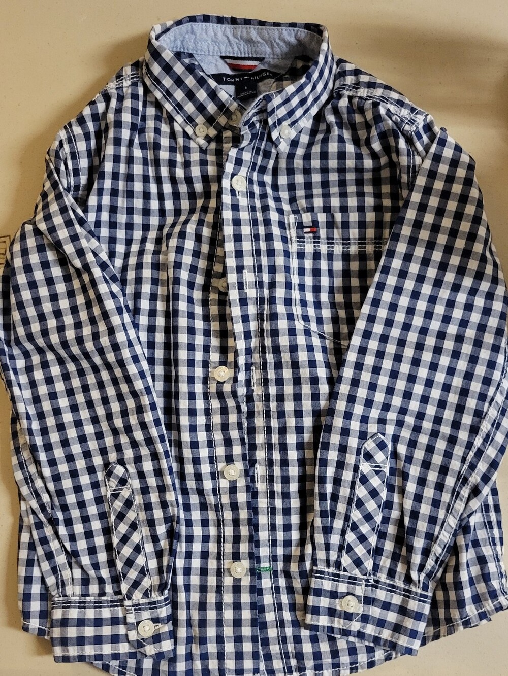 Tommy Hilfiger Navy & White Gingham Button-Down Shirt